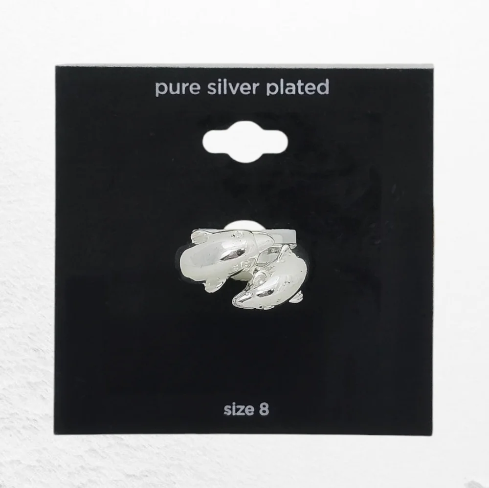 Pure Silver Plated DOLPHIN Ring - Size 8 - Retail $18 NEW!‎